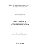 Quản lý nhà nước về phát thanh, truyền hình từ thực tiễn tỉnh quảng nam 