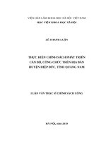 Thực hiện chính sách phát triển cán bộ, công chức trên địa bàn huyện hiệp đức, tỉnh quảng nam 