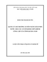 Quản lý chi thường xuyên ngân sách nhà nước cho các cơ sở khám chữa bệnh công lập của tỉnh quảng nam 