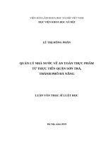Quản lý nhà nước về an toàn thực phẩm từ thực tiễn quận sơn trà, thành phố đà nẵng 