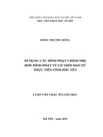 Áp dụng các hình phạt chính nhẹ hơn hình phạt tù có thời hạn từ thực tiễn tỉnh phú yên 