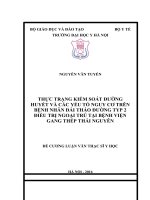 THỰC TRẠNG KIỂM SOÁT ĐƯỜNG HUYẾT và các yếu tố NGUY cơ TRÊN BỆNH NHÂN đái THÁO ĐƯỜNG TYP 2 điều TRỊ NGOẠI TRÚ tại BỆNH VIỆN GANG THÉP THÁI NGUYÊN 