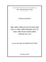 Thực hiện chính sách xây dựng khu dân cư nông thôn mới kiểu mẫu từ thực tiễn huyện thăng bình, tỉnh quảng nam 