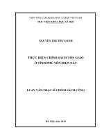 Thực hiện chính sách tôn giáo ở tỉnh Phú Yên hiện nay (LV thạc sĩ)