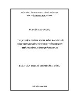 Thực hiện chính sách đào tạo nghề cho thanh niên từ thực tiễn huyện thăng bình, tỉnh quảng nam 