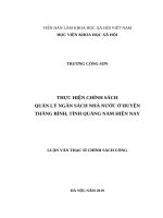 Thực hiện chính sách quản lý ngân sách nhà nước ở huyện thăng bình, tỉnh quảng nam hiện nay 
