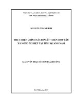 Thực hiện chính sách phát triển hợp tác xã nông nghiệp tại tỉnh Quảng Nam (LV thạc sĩ)