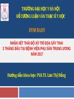 NHẬN xét THÁI độ xử TRÍ dọa sẩy THAI 3 THÁNG đầu tại BỆNH VIỆN PHỤ sản TRUNG ƯƠNG năm 2017 
