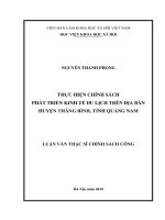 Thực hiện chính sách phát triển kinh tế du lịch trên địa bàn huyện Thăng Bình, tỉnh Quảng Nam (LV thạc sĩ)