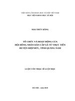 Tổ chức và hoạt động của hội đồng nhân dân cấp xã từ thực tiễn huyện hiệp đức, tỉnh quảng nam 
