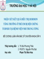 NHẬN xét kết QUẢ điều TRỊ HORMON TĂNG TRƯỞNG ở TRẺ EM bị hội CHỨNG TURNER tại BỆNH VIỆN NHI TRUNG ƯƠNG 