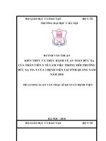 KIẾN THỨC và THỰC HÀNH về AN TOÀN bức xạ của NHÂN VIÊN y tế làm VIỆC TRONG môi TRƯỜNG bức XẠ TIA x của 3 BỆNH VIỆN tại TỈNH QUẢNG NAM năm 2018 