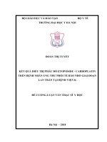 KẾT QUẢ điều TRỊ PHÁC đồ ETOPOSIDE – CARBOPLATIN TRẾN BỆNH NHÂN UNG THƯ PHỔI tế bào NHỎ GIAI đoạn LAN TRÀN tại BỆNH VIỆN k 