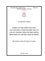NGHIÊN cứu đặc điểm lâm SÀNG, cận lâm SÀNG và đáp ỨNG điều TRỊ của cơn SUY THƯỢNG THẬN cấp TRÊN NHỮNG BỆNH NHÂN SUY THƯỢNG THẬN DO THUỐC 