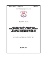 CHẤT LƯỢNG CUỘC SỐNG của NGƯỜI BỆNH CHẤN THƯƠNG tủy SỐNG và VAI TRÒ của NHÂN VIÊN y tế TRONG hỗ TRỢ NGƯỜI BỆNH tại BỆNH VIỆN PHỤC hồi CHỨC NĂNG TỈNH sơn LA năm 2018 