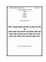 THỰC TRẠNG BỆNH hô hấp và một số yếu tố LIÊN QUAN của NGƯỜI LAO ĐỘNG TIẾP xúc TRỰC TIẾP với bụi SILIC ở một số cơ sở sản XUẤT TỈNH THÁI NGUYÊN năm 2018 