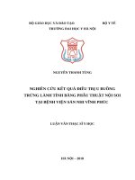 NGHIÊN cứu kết QUẢ điều TRỊ u BUỒNG TRỨNG LÀNH TÍNH BẰNG PHẪU THUẬT nội SOI tại BỆNH VIỆN sản NHI VĨNH PHÚC 