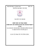 KIẾN THỨC và THỰC HÀNH CHĂM sóc sức KHỎE bà mẹ của cán bộ TRẠM y tế xã tại 3 HUYỆN THÀNH PHỐ, TỈNH hòa BÌNH năm 2017 và một số yếu tố LIÊN QUAN 