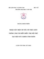 NHẬN xét một số yếu tố THÚC đẩy TRẦM cảm tái DIỄN điều TRỊ nội TRÚ tại VIỆN sức KHỎE tâm THẦN 