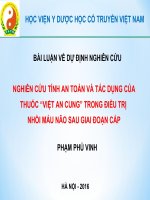 NGHIÊN cứu TÍNH AN TOÀN và tác DỤNG của THUỐC “VIỆT AN CUNG” TRONG điều TRỊ NHỒI máu não SAU GIAI đoạn cấp 