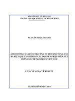 Ảnh hưởng của quản trị công ty đến khả năng xảy ra kiệt quệ tài chính ở các doanh nghiệp niêm yết trên sàn chứng khoán việt nam 