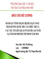 ĐÁNH GIÁ TÌNH TRẠNG BỆNH LOẠN NĂNG THÁI DƯƠNG hàm, NHU cầu điều TRỊ và  các yếu tố LIÊN QUAN ở NGƯỜI CAO TUỔI tại THÀNH PHỐ hồ CHÍ MINH năm 2015 