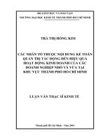 Các nhân tố thuộc nội dung kế toán quản trị tác động đến hiệu quả hoạt động kinh doanh của các doanh nghiệp nhỏ và vừa tại khu vực thành phố hồ chí minh 
