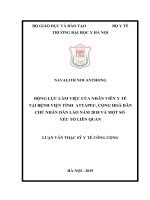 ĐỘNG lực làm VIỆC CỦA NHÂN VIÊN y tế TẠI BỆNH VIỆN TỈNH ATTAPEU, CỘNG HOÀ dân CHỦ NHÂN dân LÀO năm 2018 VÀ một số yếu tố LIÊN QUAN 