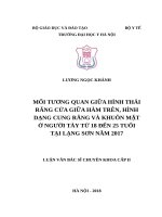 MỐI TƯƠNG QUAN GIỮA HÌNH THÁI RĂNG cửa GIỮA hàm TRÊN, HÌNH DẠNG CUNG RĂNG và KHUÔN mặt ở NGƯỜI tày từ 18 đến 25 TUỔI tại LẠNG sơn năm 2017 
