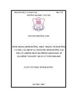 TÌNH TRẠNG DINH DƯỠNG, THỰC TRẠNG NUÔI DƯỠNG và NHU cầu DỊCH vụ CHĂM sóc DINH DƯỠNG tại NHÀ của BỆNH NHÂN DO PHÒNG KHÁM bác sĩ GIA ĐÌNH sài gòn QUẢN lý năm 2018 2019 