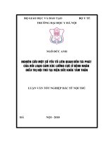 NGHIÊN cứu một số yếu tố LIÊN QUAN đến tái PHÁT của rối LOẠN cảm xúc LƯỠNG cực ở BỆNH NHÂN điều TRỊ nội TRÚ tại VIỆN sức KHỎE tâm THẦN 