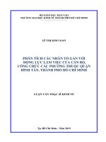 Phân tích các nhân tố gắn với động lực làm việc của cán bộ, công chức các phường thuộc quận bình tân, thành phố hồ chí minh 