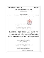 ĐÁNH GIÁ đặc điểm lâm SÀNG và TINH DỊCH đồ của NAM GIỚI KHÁM HIẾM MUỘN tại BỆNH VIỆN BẠCH MAI 