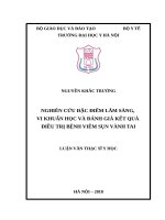 NGHIÊN cứu đặc điểm lâm SÀNG, VI KHUẨN học và ĐÁNH GIÁ kết QUẢ điều TRỊ BỆNH VIÊM sụn VÀNH TAI 