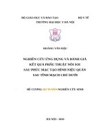 NGHIÊN cứu ỨNG DỤNG và ĐÁNH GIÁ kết QUẢ PHẪU THUẬT nôi SOI SAU PHÚC mạc tạo HÌNH NIỆU QUẢN SAU TĨNH MẠCH CHỦ dưới 