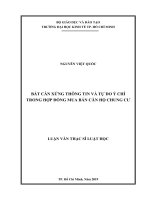 Bất cân xứng thông tin và tự do ý chí trong hợp đồng mua bán căn hộ chung cư 