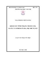 KHẢO sát TÌNH TRẠNG TRẦM cảm, LO âu và STRESS ở CHA, mẹ TRẺ tự kỷ 