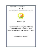 NGHIÊN cứu tác DỤNG điều TRỊ của bài THUỐC “VAI gáy HV” TRÊN BỆNH NHÂN ĐAU VÙNG cổ gáy 
