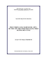 Phát triển làng nghề bánh   bún   hủ tiếu mỹ tho tỉnh tiền giang theo hướng bền vững 