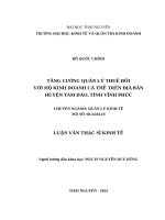 Tăng cường quản lý thuế đối với hộ kinh doanh cá thể trên địa bàn huyện tam đảo, tỉnh vĩnh phúc 