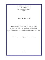 Nghiên cứu các nhân tố ảnh hưởng tạo động lực làm việc của công chức tại UBND thành phố huế, tỉnh thừa thiên huế 
