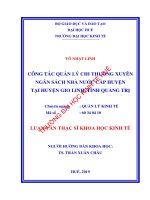 CÔNG tác QUẢN lý CHI THƯỜNG XUYÊN NGÂN SÁCH NHÀ nước cấp HUYỆN tại HUYỆN GIO LINH, TỈNH QUẢNG TRỊ 