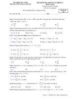 Đề kiểm tra khảo sát Toán 12 năm 2018 – 2019 trường Thuận Thành 1 – Bắc Ninh