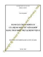 Đánh giá chỉ số khối cơ của của bệnh nhân nữ viêm khớp dạng thấp điều trị tại bệnh viện e 