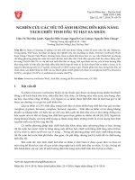 NGHIÊN cứu các yếu tố ẢNH HƯỞNG đến KHẢ NĂNG TÁCH CHIẾT TINH dầu từ hạt SA NHÂN