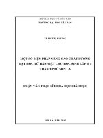MỘT SỐ BIỆN PHÁP NÂNG CAO CHẤT LƯỢNG DẠY HỌC TỪ HÁN VIỆT CHO HỌC SINH LỚP 4, THÀNH PHỐ SƠN LA