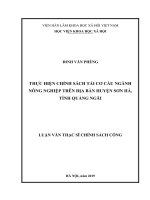 (Luận văn thạc sĩ) Thực hiện Chính sách tái cơ cấu ngành nông nghiệp trên địa bàn huyện Sơn Hà, tỉnh Quảng Ngãi