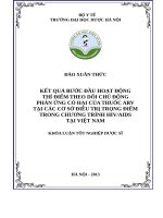 KẾT QUẢ BƯỚC ĐẦU HOẠT ĐỘNG THÍ ĐIỂM THEO DÕI CHỦ ĐỘNG PHẢN ỨNG CÓ HẠI CỦA THUỐC ARV TẠI CÁC CƠ SỞ ĐIỀU TRỊ TRỌNG ĐIỂM TRONG CHƯƠNG TRÌNH HIV/AIDS TẠI VIỆT NAM