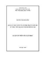 QUẢN LÝ NHÀ NƯỚC VỀ AN NINH, TRẬT TỰ ĐÔ THỊ TỪ THỰC TIỄN ĐỊA BÀN THÀNH PHỐ HÀ NỘI