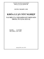 KHÓA LUẬN TỐT NGHIỆP VAI TRÒ CỦA VIỆN KIỂM SÁT NHÂN DÂN TRONG TỐ TỤNG DÂN SỰ